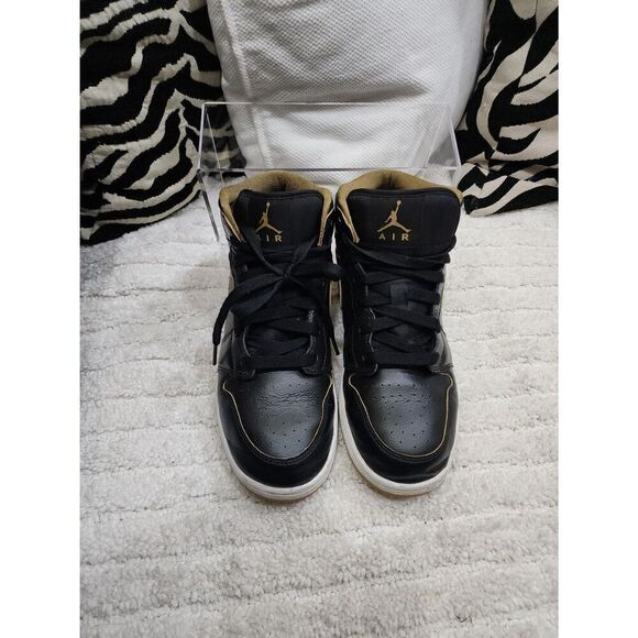 Jordan 1 Mid Black Metallic Gold 5.5Y - Picture 4 of 7